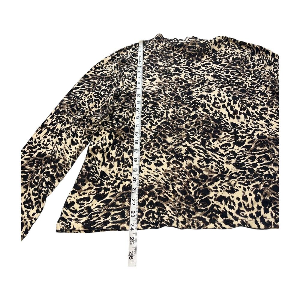 Studio Works Top Women's XL Leopard Print Cotton High Neck Long Sleeve Pullover - Picture 5 of 8